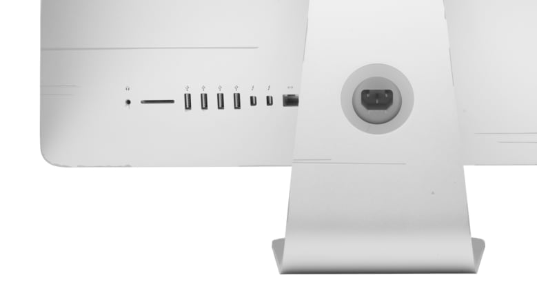 Port detail view of an iMac