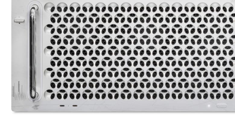 Front detail view of a Mac Pro