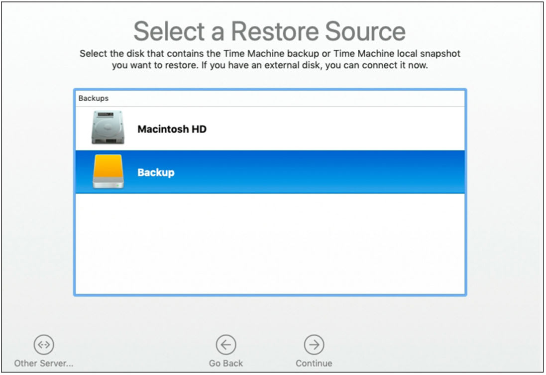 Restore From Time Machine Backup