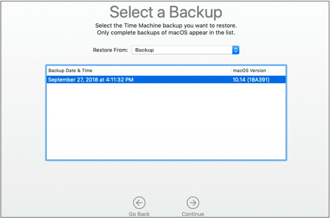 Restore From Time Machine Backup