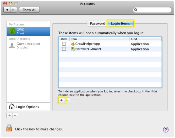 Adding the Wireless Utility to the Startup Items