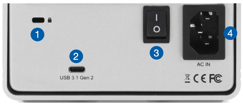 OWC Mercury Elite Pro Quad rear view