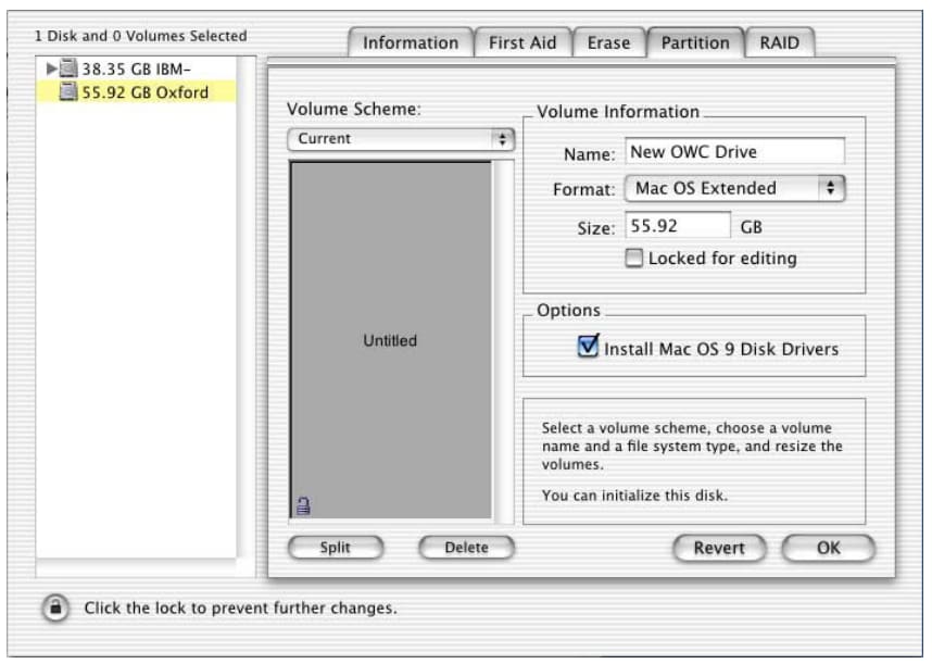 Formatting for use with Mac OS X