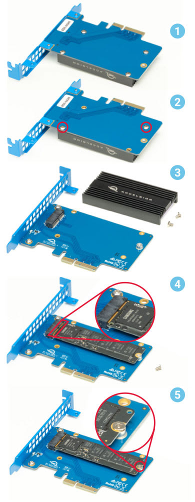 OWC ACCELSIOR 1A PCIe Adapter Card Steps in Installing the SSD