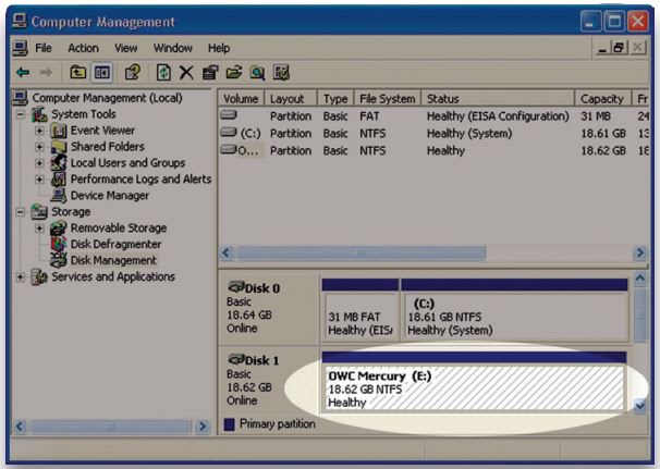 Formatting your OWC Mercury Elite Pro Dual mini on Windows 2000 and later