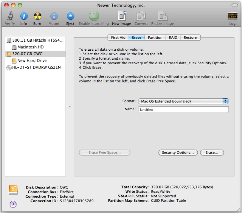 Formatting your OWC Mercury Elite Pro Dual mini on a Macintosh with Mac OS X
