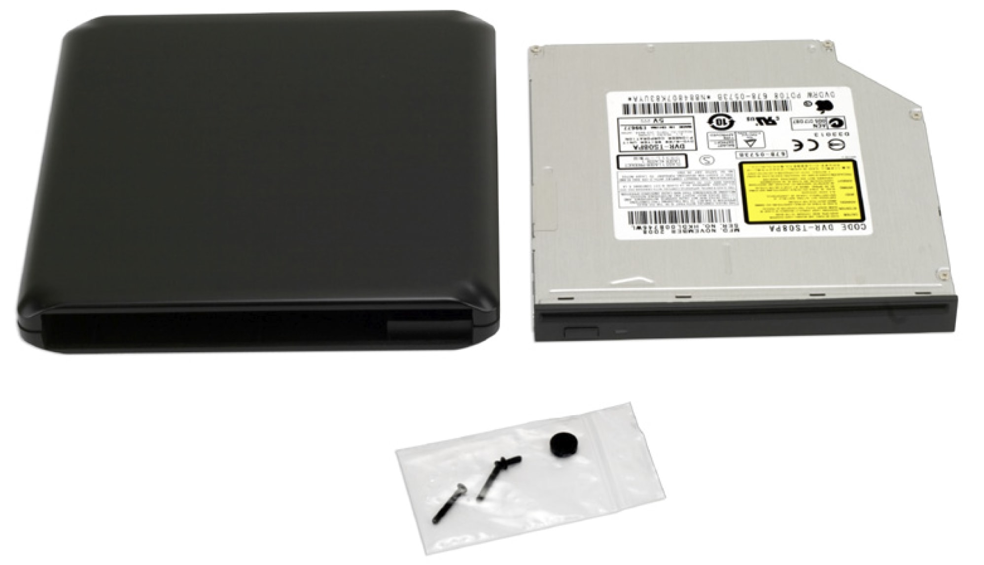 OWC Slim Optical Drive Enclosure with USB 2.0 overview of included items