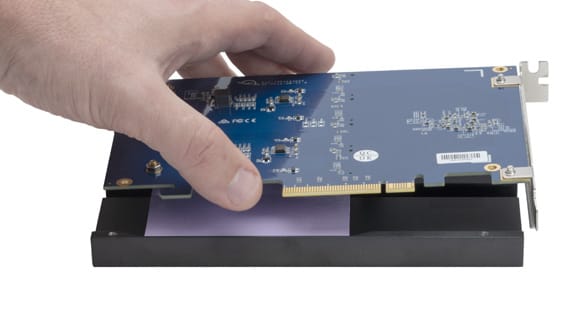 Separate PCIe card from the black heat sink