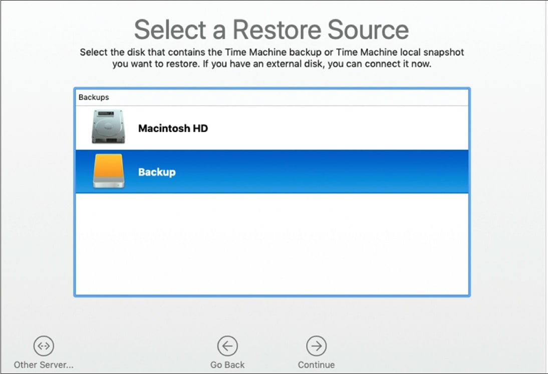 Restore From Time Machine Backup