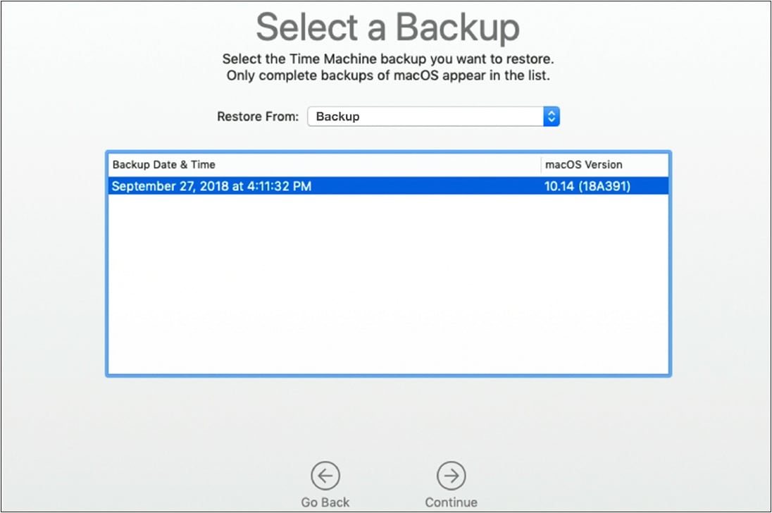Restore From Time Machine Backup