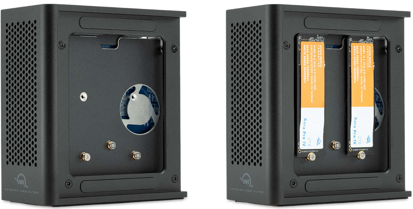 OWC Express 4M2 Ultra facing left