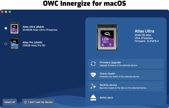 OWC Innergize for macOS screenshot