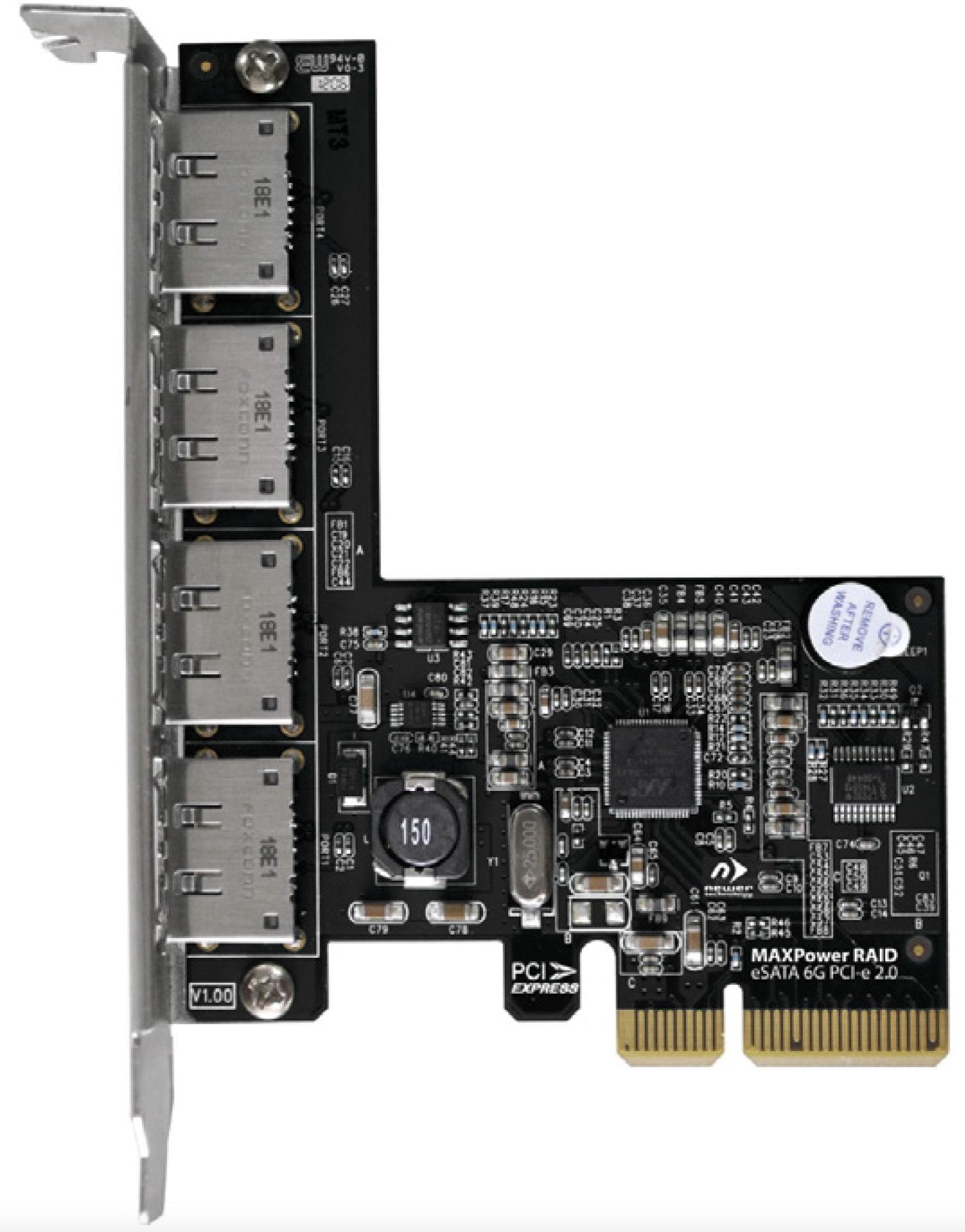 MAXPower eSATA 6G-4e PCIe 2.0 Controller Card front view