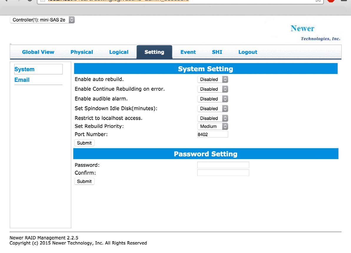 Setting RAID Management Options