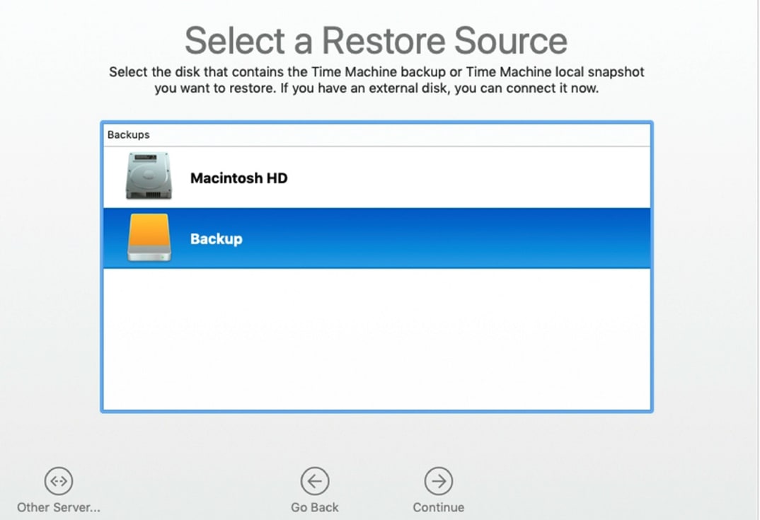 Restore From Time Machine Backup