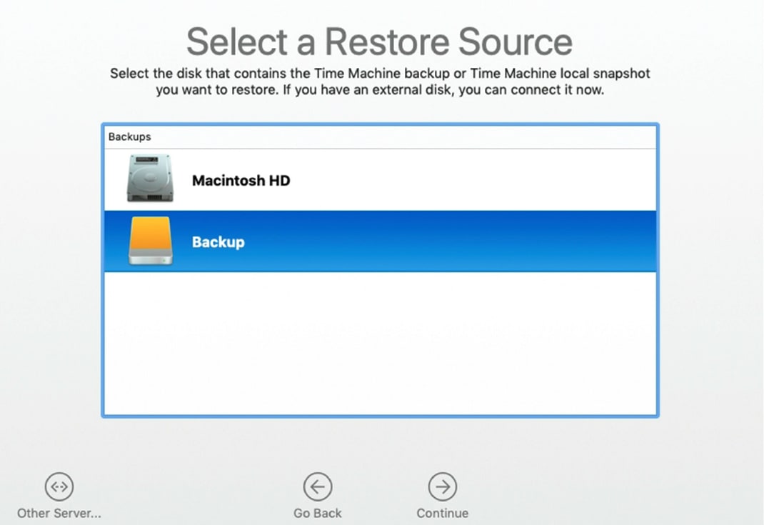 Restore From Time Machine Backup