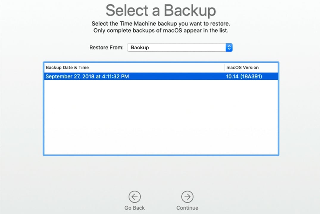 Restore From Time Machine Backup