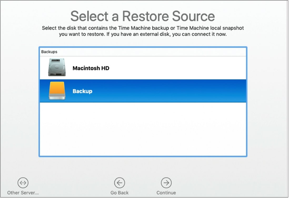 Restore From Time Machine Backup