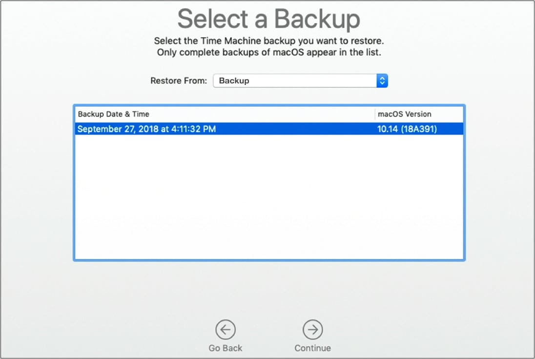 Restore From Time Machine Backup