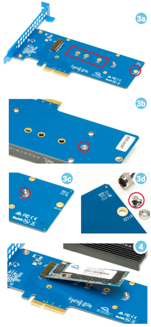 ACCELSIOR 1M2 PCIE 4.0 NVME M.2 SSD top view of card cover
