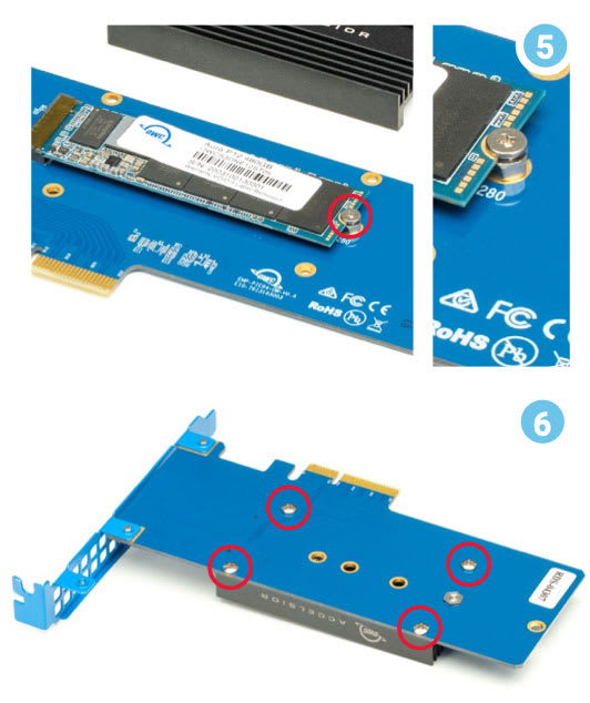 ACCELSIOR 1M2 PCIE 4.0 NVME M.2 SSD back view of the card cover