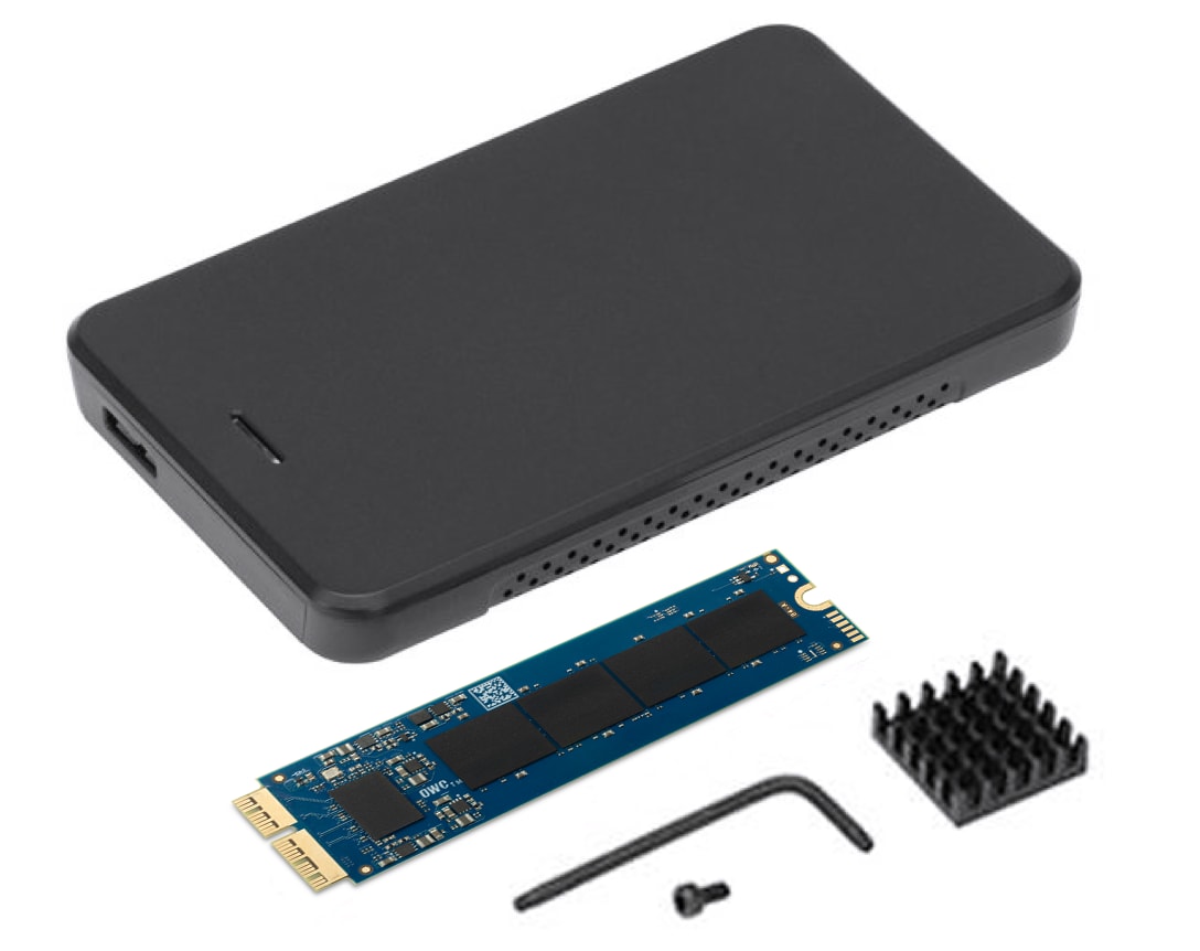 OWC Aura Pro X2 SSD with Tools and OWC Express Drive