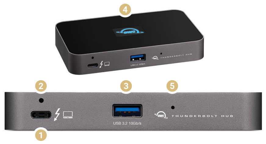 Thunderbolt Hub front and top view