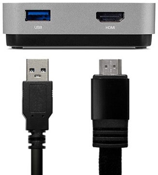 OWC USB-C Travel Dock side view showing USB-A and HDMI ports