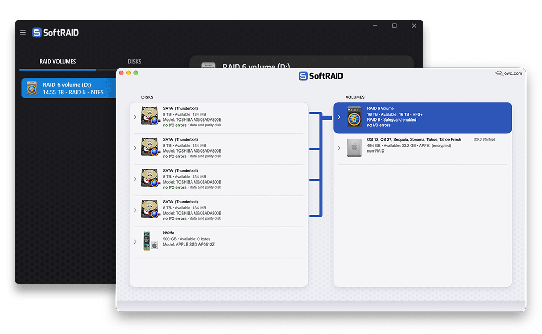 SoftRAID screenshots