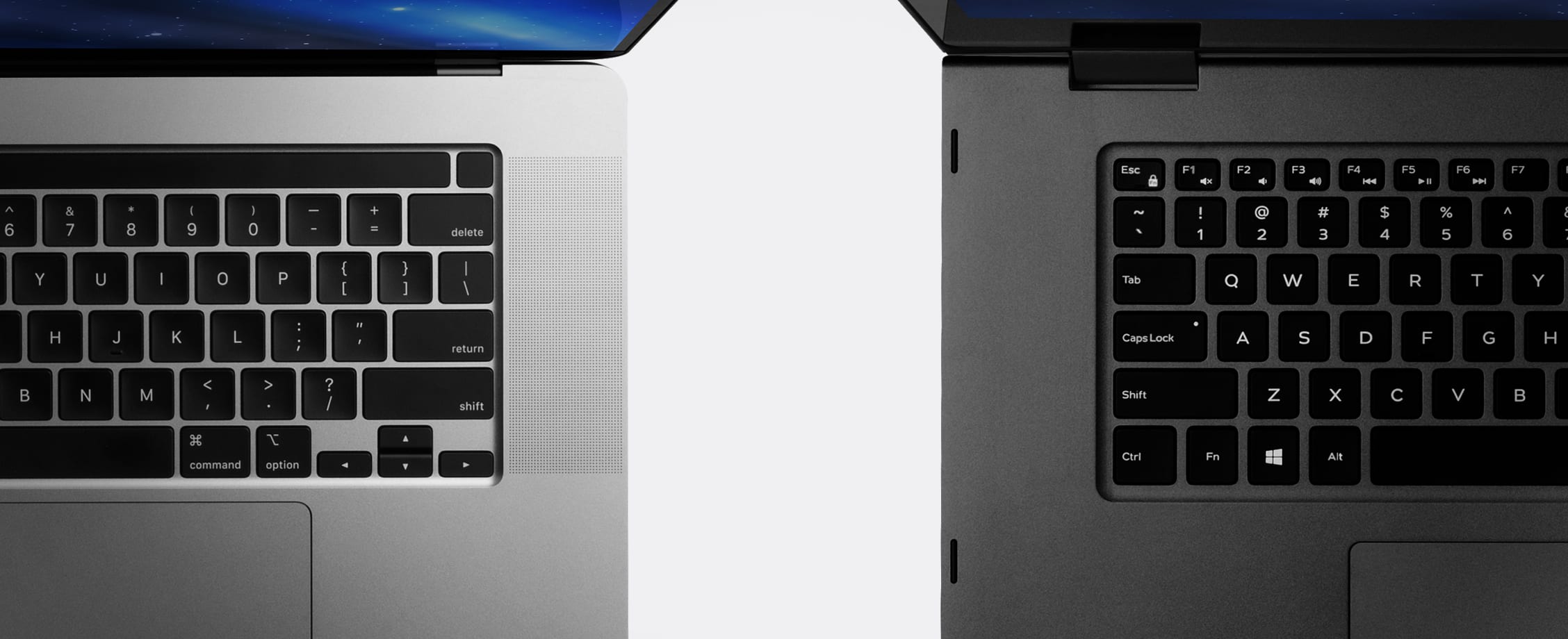 Mac and PC Laptop closeup