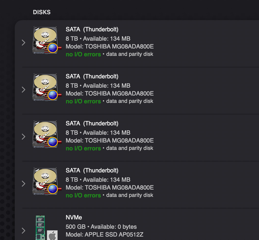 Example SoftRAID drive status notification