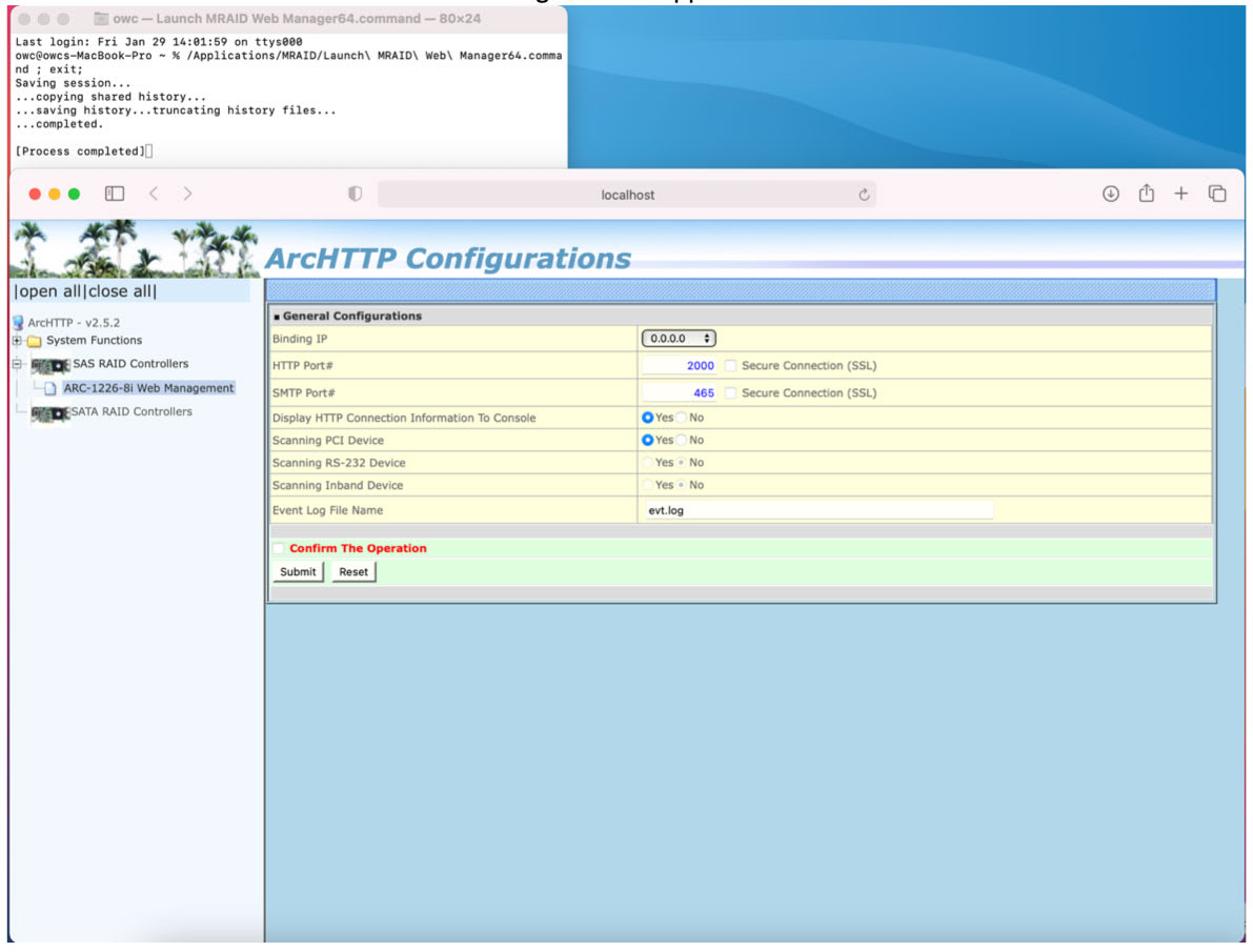 RAID Management Utility running on macOS
