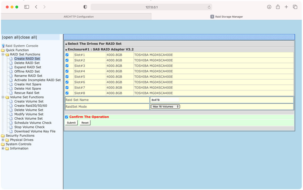 RAID Management Utility running on macOS