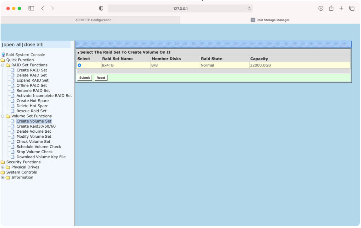 RAID Management Utility running on macOS