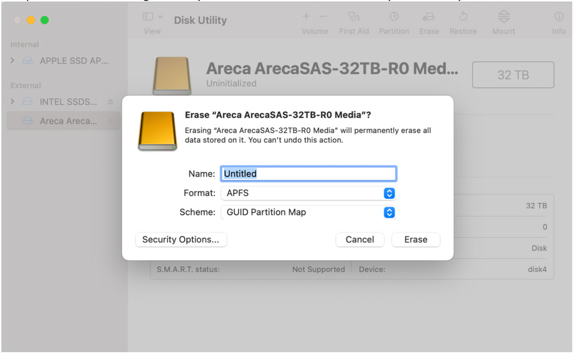 RAID Management Utility running on macOS