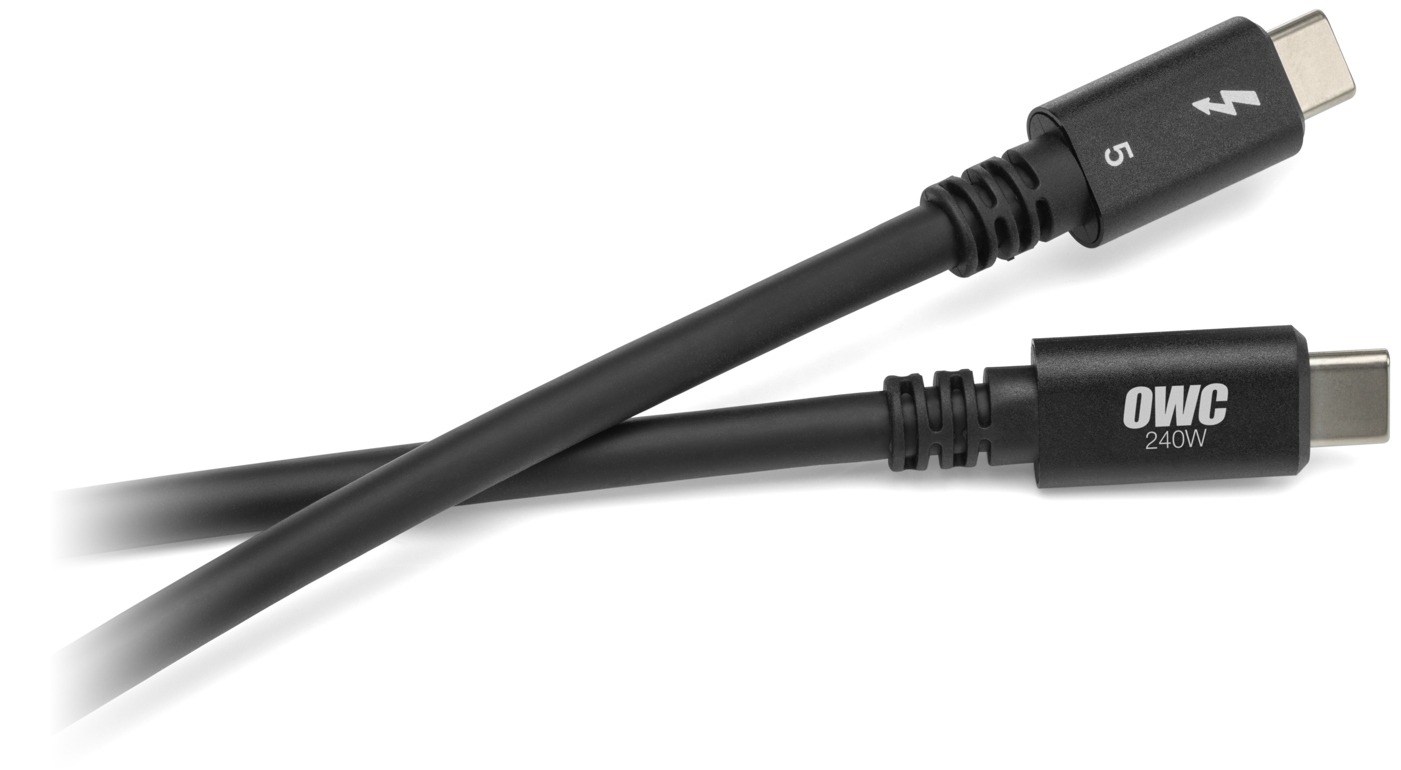 Closeup of OWC Thunderbolt 5 Cable ends