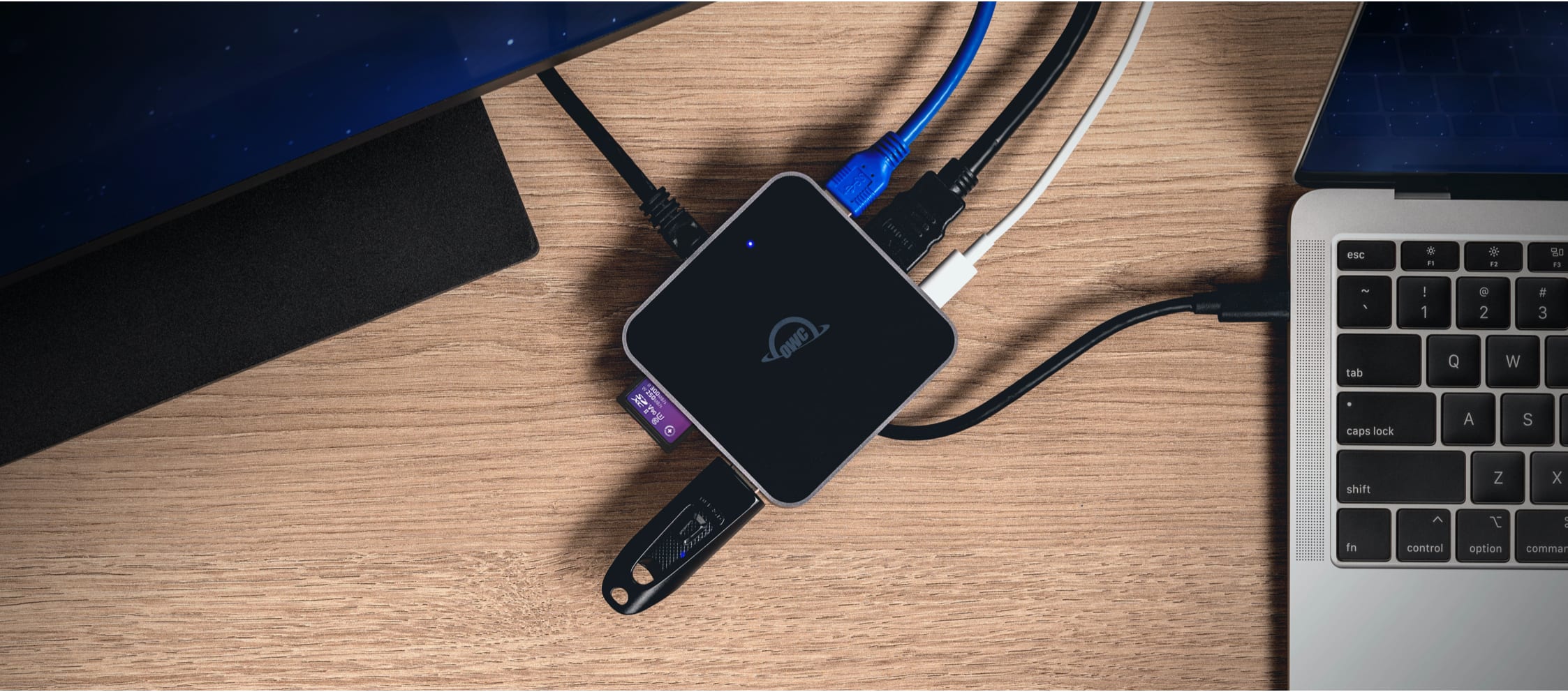 OWC USB-C Travel Dock E with connections