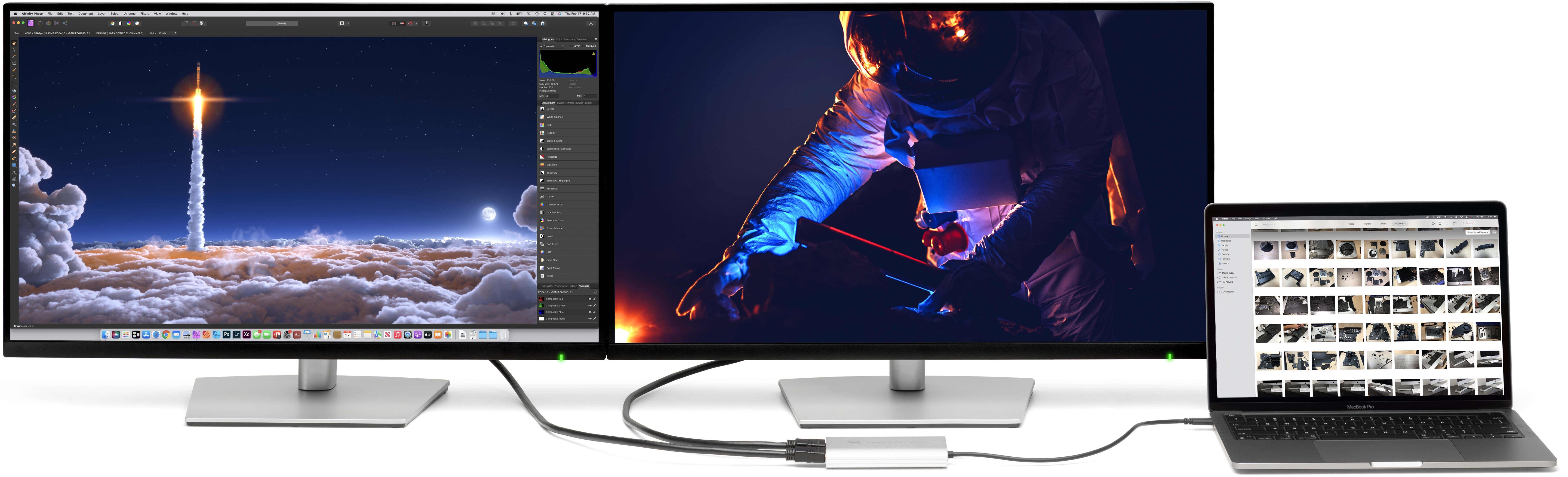 MacBook Pro running dual displays via OWC USB-C Dual HDMI 4K Display Adapter